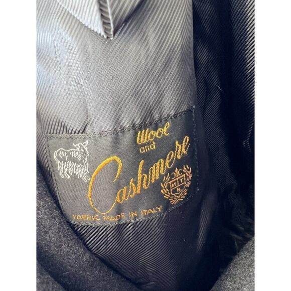 Cashmere Wool Moda Ritorno Wool Double Breast Long Coat in Black, Men's L/XL - Picture 6 of 6